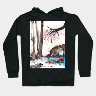 Abstract mixed media landscape - wabi sabi Hoodie